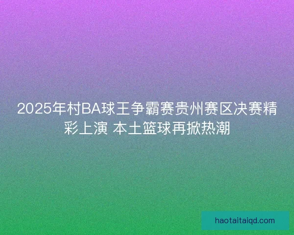 2025年村BA球王争霸赛贵州赛区决赛精彩上演 本土篮球再掀热潮 2025年村BA球王争霸赛贵州赛区决赛精彩上演 本土篮球再掀热潮
