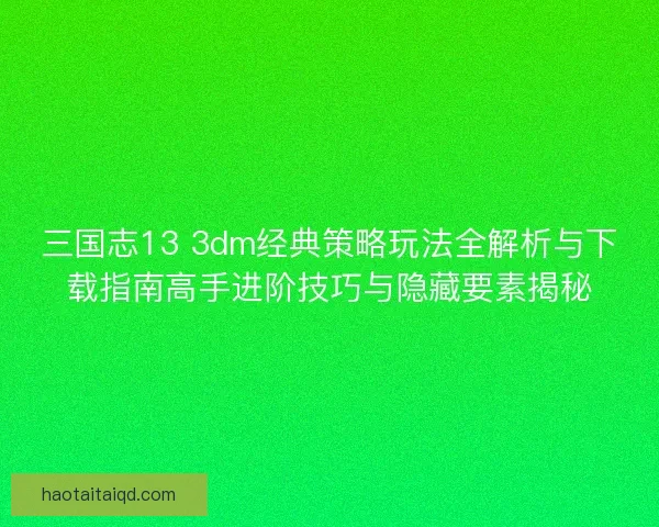 三国志13 3dm经典策略玩法全解析与下载指南高手进阶技巧与隐藏要素揭秘