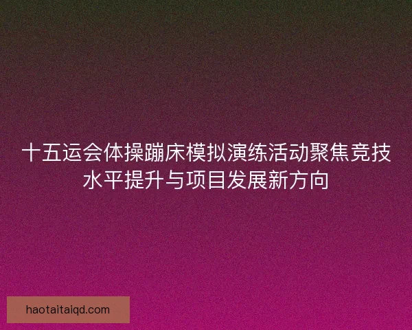 十五运会体操蹦床模拟演练活动聚焦竞技水平提升与项目发展新方向