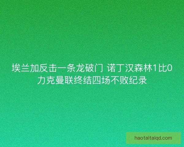 埃兰加反击一条龙破门 诺丁汉森林1比0力克曼联终结四场不败纪录