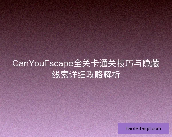 CanYouEscape全关卡通关技巧与隐藏线索详细攻略解析