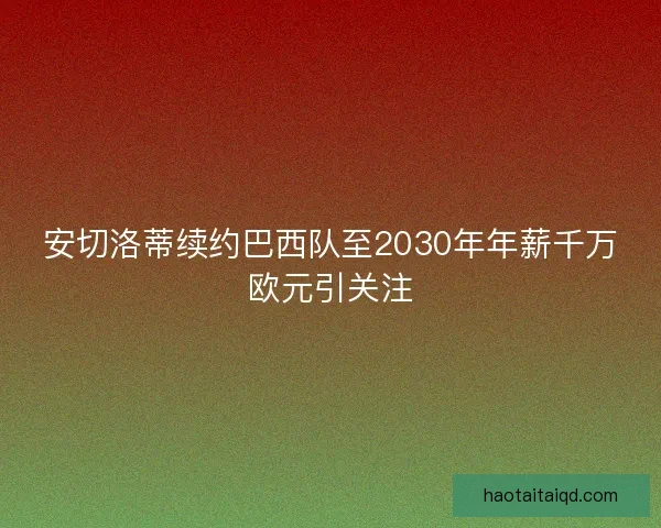 安切洛蒂续约巴西队至2030年年薪千万欧元引关注