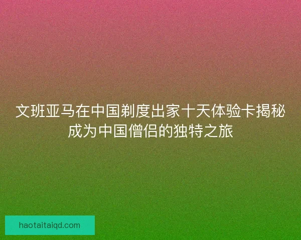 文班亚马在中国剃度出家十天体验卡揭秘成为中国僧侣的独特之旅