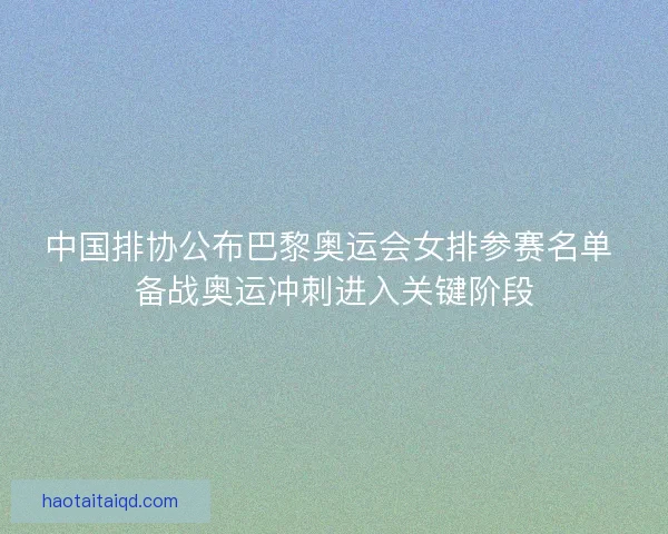 中国排协公布巴黎奥运会女排参赛名单 备战奥运冲刺进入关键阶段